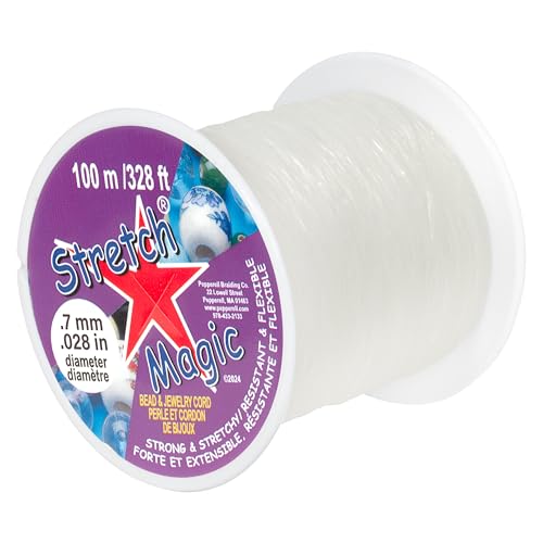 Image of Stretch Magic Elastic Beading Cord - Clear Color, 0.7mm in Diameter, 100-Meter (328 ft) - Easy to Knot, Strong & Stretchy String for Making Beaded Jewelry