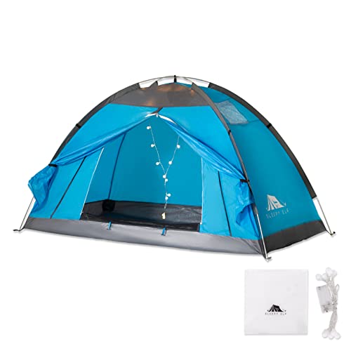 Sleepy ELF Camping Tent, 1-2 Person Quickly Open Single-Door Tent, Waterproof and Windproof with Windows (Blue)
