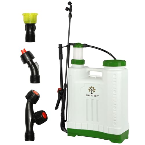 Image of BIRCHTREE 16L Manual Knapsack Sprayer, Garden Backpack Pressure Sprayer with Adjustable Nozzles, Ideal for Weed Killer, Pesticide, Watering, Allotment & Agricultural Use