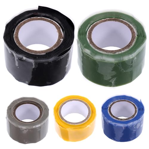 BIUDECO Cinta Antideslizante Autoadhesiva para Palas de Kayak 5 Rollos de Silicona Multicolor Amarillo Verde Negro Azul Gris 15 M Cada Uno Resistente a Alta Presión y