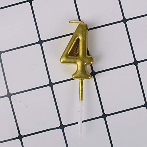 1 pieza / 5 piezas / 10 velas doradas 0-9 números para fiesta de cumpleaños o boda decoración de tartas suministros seguros AQ015 (4,10 piezas)
