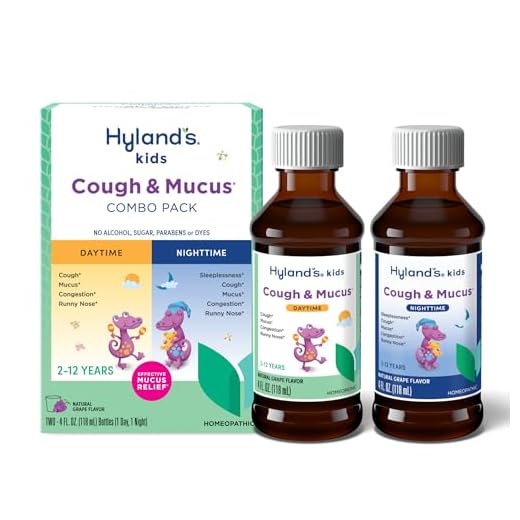 Hyland's Kids Cough Syrup and Mucus Relief Daytime and Nighttime Combo Pack, Kids Medicine for Ages 2-12, Grape Flavor, Promotes Sleep, Cough, Runny Nose, Mucus and Congestion, 8 Ounces