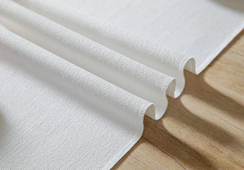 ZeeMart White Table Runners 72 Inches Long, Burlap Linen Style Rustic Farmhouse Table Runner, Boho Woven Dining Table Runner, 13x72 Inches, White by ZeeMart - Used condition - Image 4