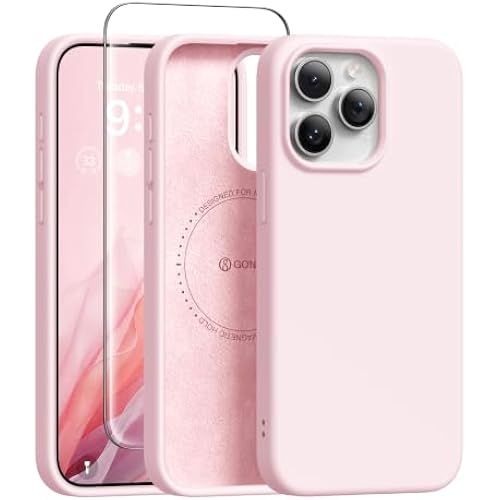 GONEZ Magnetic for iPhone 15 Pro Case, Silicone Cover Chalk Pink