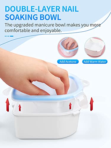 Nail Soaking Bowl, Soak Off Gel Polish Dip Powder Remover Hand Acetone Nail Soak Off Bowl Manicure Bowl With Triangle Cuticle Peeler And Stainless Steel Cuticle Pusher Nail Art Tool (Blue-1Piece) #TOP2