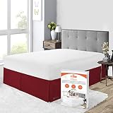 SGI 12 Inch Drop Queen Size Burgundy Solid Bed Skirt Split Corner Pleated Style Easy Fit Easy Care F