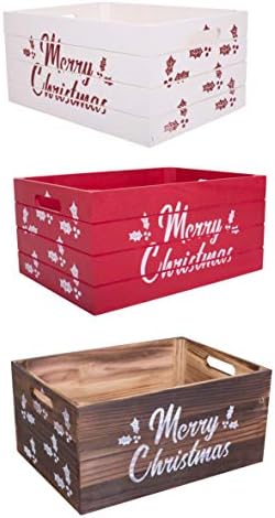 Christmas Edition Wooden Crates Retail Display Storage Box Gift Hamper Eve Box (Brown, 1)