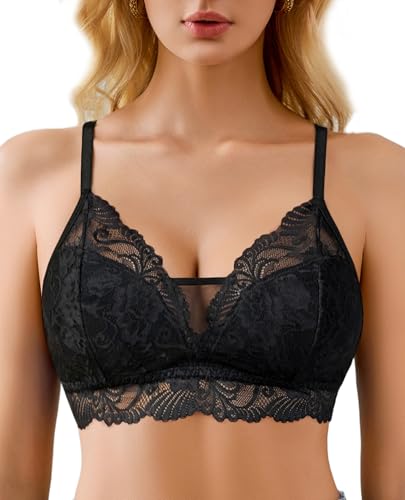 Avidlove Lace Bra No Underwire Sexy Bralettes Thin Unlined Racerback Balconette Everyday Bras Soft