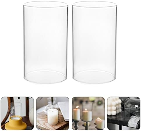 YARNOW Candle Holders 2pcs Candle Holder Sleeve Open Both Ends Glass Candle Jar Domes Candle Chimney Tube Cover Cylinder Lamp Shade for Wedding Centerpieces Party 9x10cm Tea Light Candle Holders