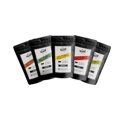 Craftsman Biltong Trockenfleisch Probierpack | Beef Jerky Mix Set aus Deutschland - Bayern | Ohne Zucker | 100% Rindfleisch | Rezept aus Namibia Afrika (5 x 50g (250g))