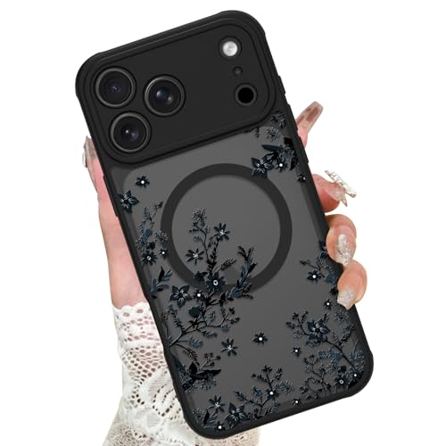 Image of KANGHAR Case for iPhone 17 Pro Florals Pattern | [Compatible with Magsafe] Cute Flower Branch Protective Magnetic Case for Girls Women Men