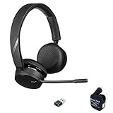 Plantronics Voyager 4220-UC Bluetooth Headset with Microphone Bundle with Global Teck 2 Port Wall and car Charger, Power Supply (USB A)