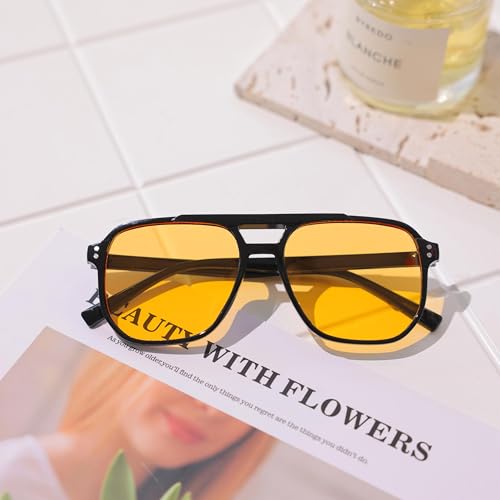 5 pairs of unisex retro trendy aviator frame fashion glasses, modern fashion glasses suitable for daily wear by men and women, summer, polarized, civilian summer, super value discount daily style.4