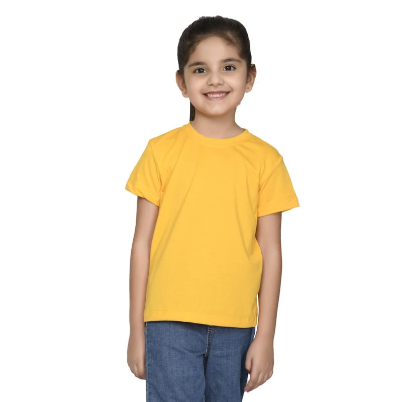 NusylGirls Solid Cotton T-Shirt | Round Neck | Half Sleeve | Plain-Regular Fit |
