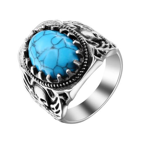 Bague de motard en acier inoxydable Cupimatch avec œil de tigre et rose pour homme