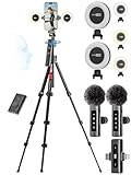 USKEYVISION Vlogging Kit w/Remote,YouTube Starter Kit,Auto Face Tracking Tripod for iPhone w/Light,Phone Stand for Video Recording,Camera Mount Tripod,Wireless Lavalier Microphone（R01 Pro Combo1）