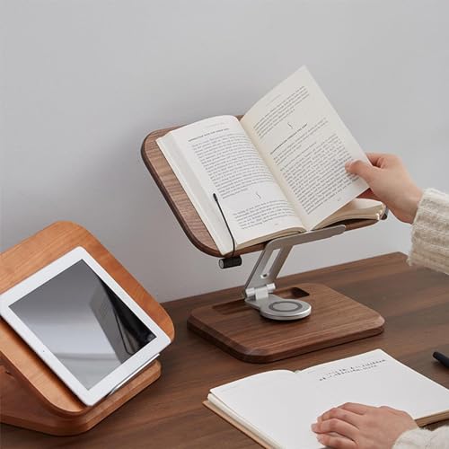 Soporte de lectura regulable de madera con clips para libros de texto 2