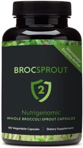 BROCSPROUT2 - Unmatched Sulforaphane Yield - Unique Whole Broccoli Sprout Capsule Containing Myrosinase & Glucoraphanin - Antioxidant, Detox, Immune Response Support. Made in USA