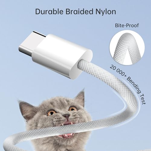 YISH USB C to USB C Charger Cable:Nylon Braided USB C to C Cable Fast Charge 2 Pack 3.28FT/1M 60W Type C Data Cable Compatible with iPhone 16 15 Pro Max Samsung Galaxy S24 S23 Pixel Sony iPad MacBook - Image 5