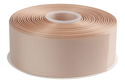 AVANAVA 50mm Wide Grosgrain Ribbon - 45 Meters, Ideal for Gift Wrapping Hair Bows, Home Decor, Flower Arrangement (835-Tan)