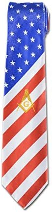 American Flag Square & Compass Masonic Neck Tie - [Red & White]