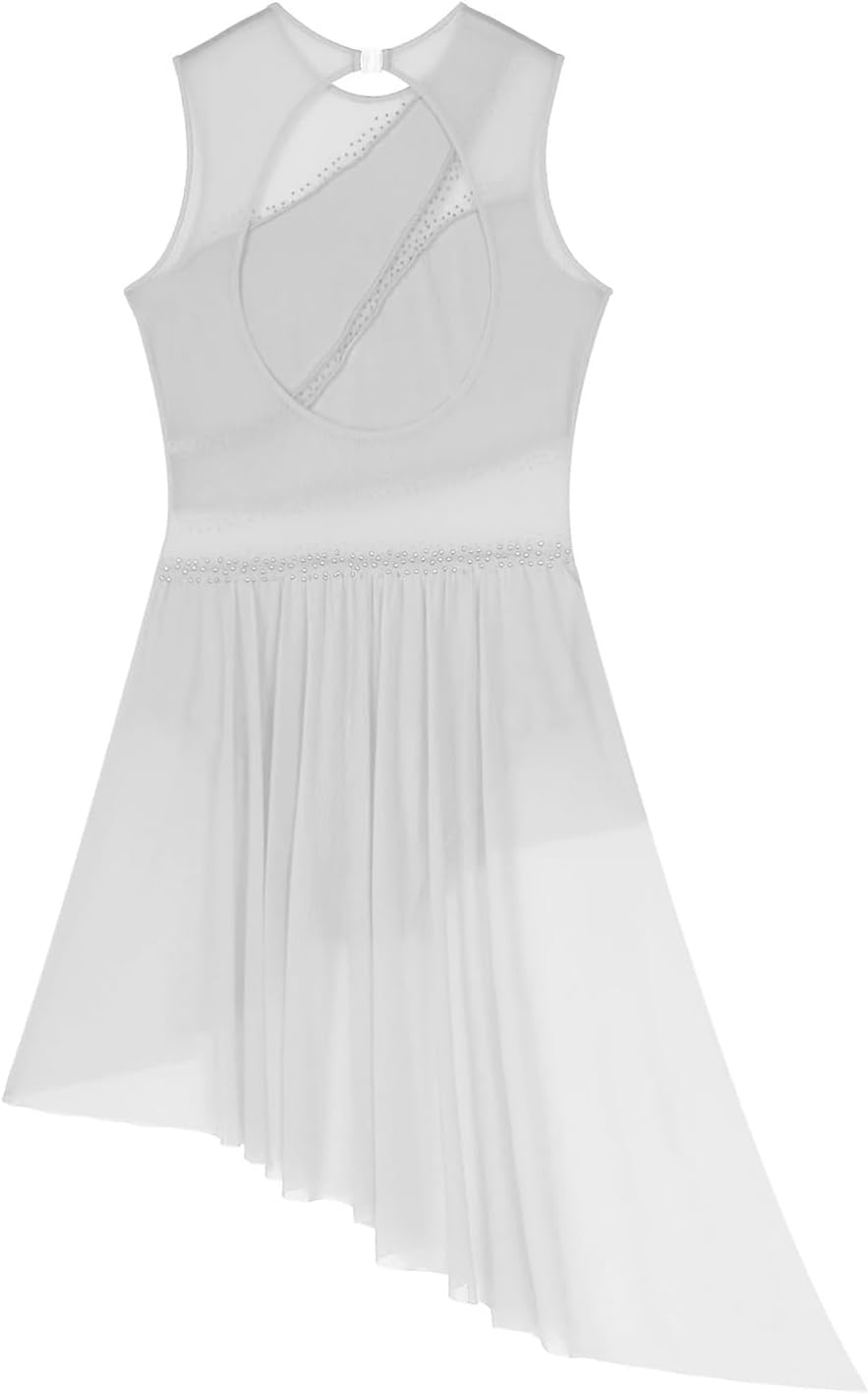 Women Sleeveless Leotard Figure Ice Skating Dress Lyrical Modern Dance