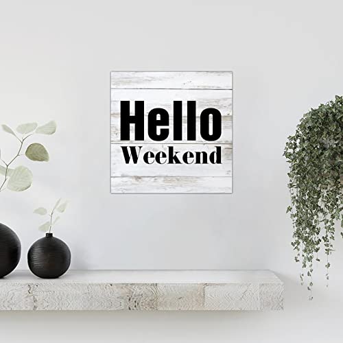 Plaque bois rétro Hello Weekend pour habiller un mur vide - 7