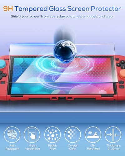 Image of FYOUNG Upgrade Switch 2 Protective Case&Screen Protector Set, Dockable Cute Cover Hard Shell for Nintendo Switch 2 Console Accessories,Travel-Friendly,Kickstand Cutouts(Red, for Switch 2 7.9inch)
