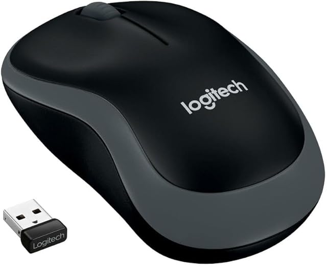 Logitech M185 Mysz bezprzewodowa, 2,4 GHz, odbiornik USB, 12-miesięczna żywotność baterii, zaawansowane śledzenie optyczne 1000 DPI, oburęczna, kompatybilna z PC, Mac, laptopem - Szary
