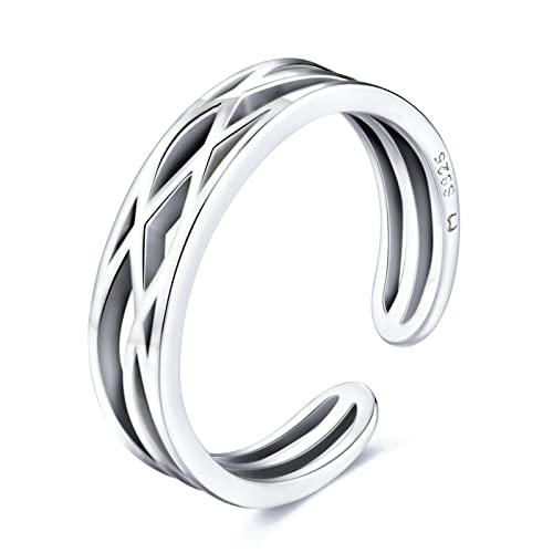 Anillos de mujer en plata de ley formado por líneas enlazadas. Anillo plata mujer con acabado plateado o dorado. Joyería mujer ideal para parejas, regalo para madres, amigas... Anillos para parejas