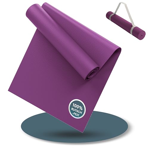 LILENO SPORTS Yogamatte Beere (180 x 60 cm) mit Tragegurt –...