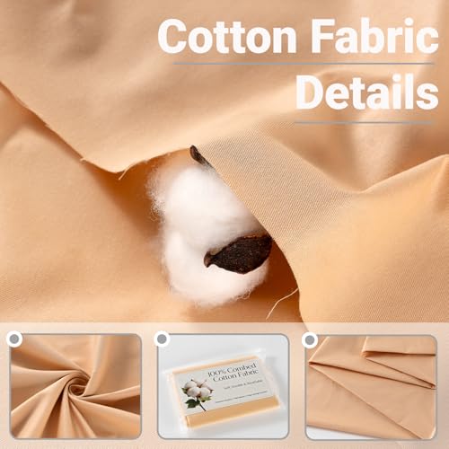 100% Combed Cotton Fabric by The Yard, 66 inches Wide, Premium Soft Breathable Cotton Cloth, Durable Fade Resistant Material for Sewing, Bedding, DIY Crafts, Home Textile (Beige, 3 Yards) by CNSUPMK - Used condition - Image 2