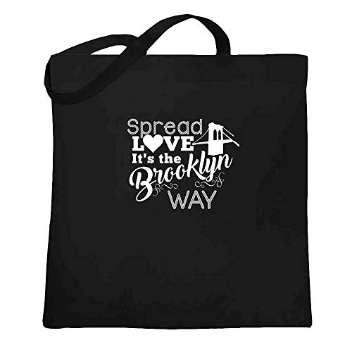 Pop Threads Spread Love Its The Brooklyn Way Canvas Tote Bag Black 15x15 inches