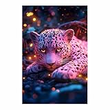 BOHUO Animal Cuadro Moderno Lienzo decorativos Leopardo adorable Cuadros Pinturas Dormitorio Decoracion para Barra hogar（Dorado 40-30x40cm Sin marco