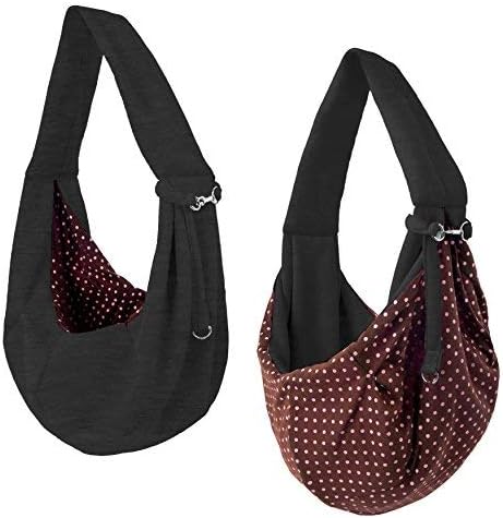 iPrimio Dogs, Cats, and Small Pets Hands Free Carrier Sling Bag. Reversible Carrier Bag Papoose. Super Soft Pouch and Tote - Great Dog and Puppy Carrier/Cat Carrier Front Pack Purse Design (Black)