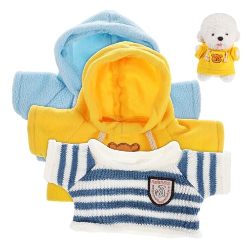 Toddmomy Adorable Tiny Bear Toys Outfits 3pcs Mini Sweater and Hoodie for Plushies Blue Yellow