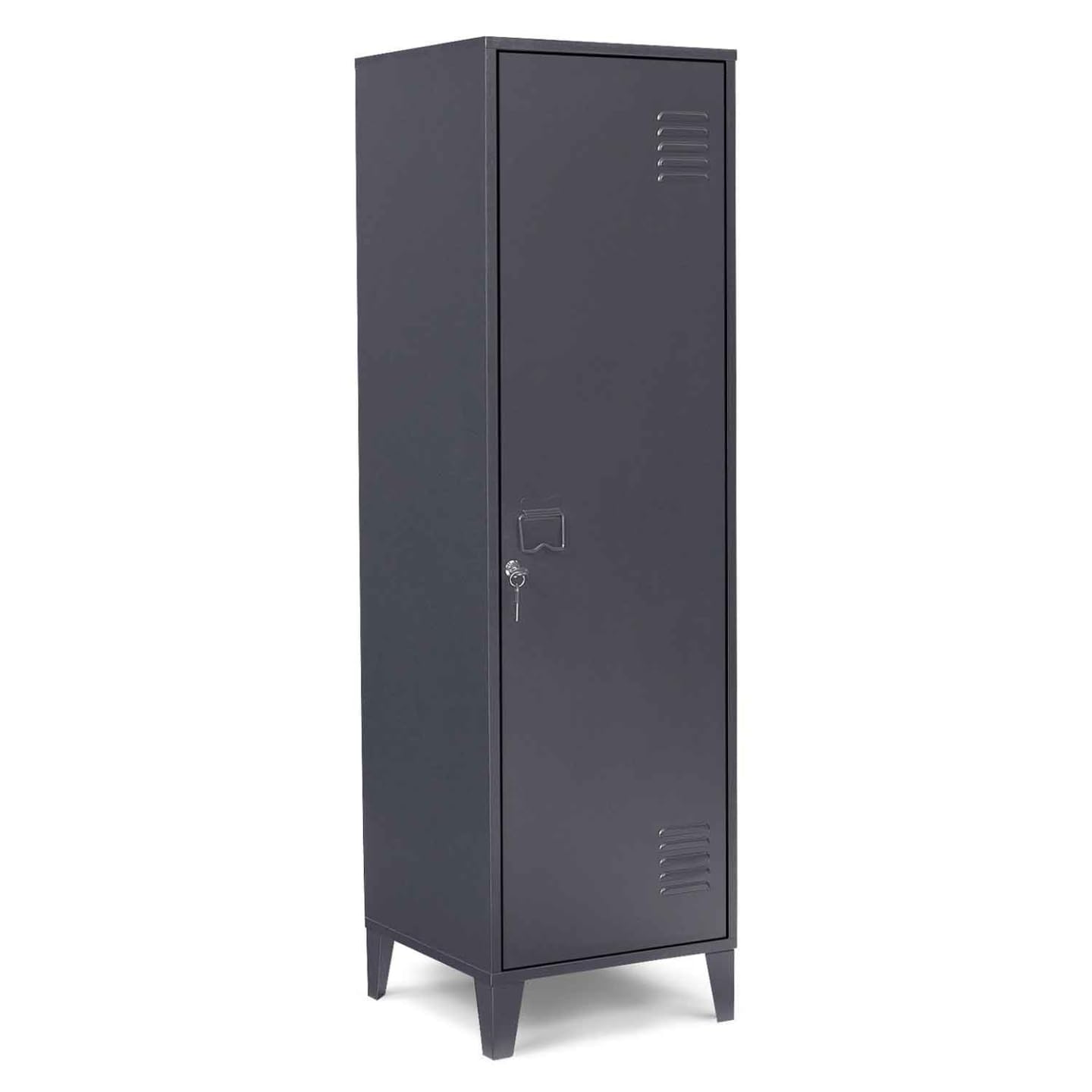 IDMarket - Armoire vestiaire Ester 1 Porte métal Gris foncé Design Industriel