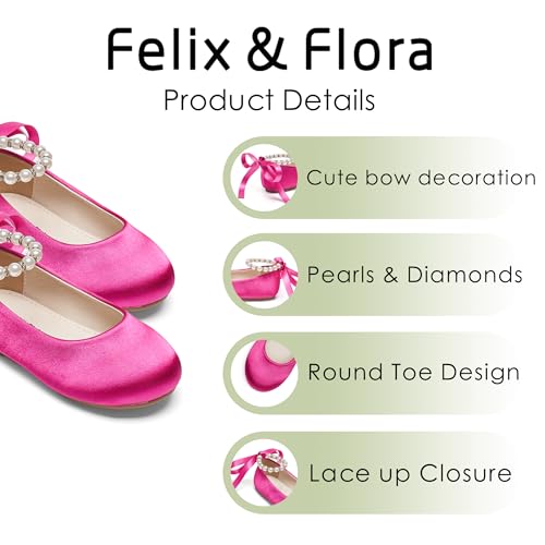 Image of Felix & Flora Girls Toddler Little Ballet Shoes - Flower Girls Mary Jane Flats Dress Shoes Party Wedding