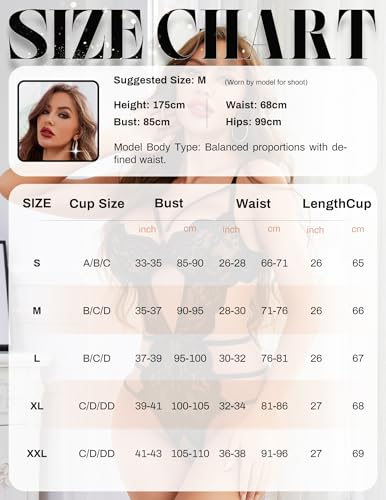 Tidouk Women's Lingerie Sexy One Piece Lace Bodysuit Teddy V Neck Cut Out Boudoir Outfits(Black,Large) — view 5