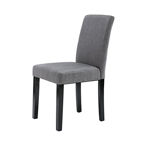 Nobpeint Urban Style Solid Wood Fabric Padded Parson Chair, Grey, Set Of 4 #TOP2