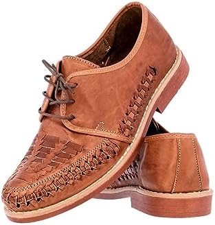 Cowboy Professional Men's Light Brown Authentic Mexican Laced Huaraches Lace Up Sandals Closed Toe 8 | Image 1