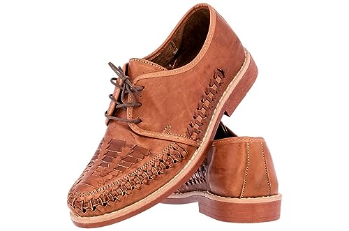 Cowboy Professional Men's Light Brown Authentic Mexican Laced Huaraches Lace Up Sandals Closed Toe2