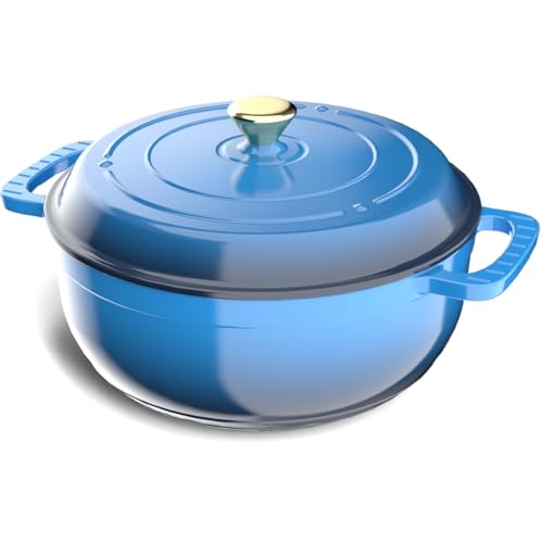 ROVSUN Enameled Cast Iron Round Dutch Oven, 7.5QT, Blue