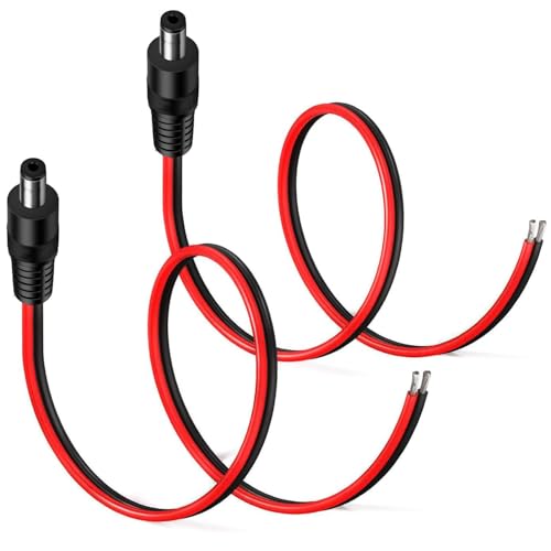 RUNCCI-YUN 2Pcs 5.5 x 2.1mm DC Power Pigtail Cable,12V 10A DC Pigtail Power Connector,14 AWG Connettore 5.5 x 2.1 per telecamera, CCTV, DVR, sistema LED(0.5m)