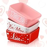 Tanlade 3 Pcs Valentine's Day Candy Bowls Mini Ceramic Serving Bowl for Tiered Tray Candy Dishes Valentine's Day Party Supplies for Treat Snack Fruit Candies Couple Sweet Talk Gift(Romantic)