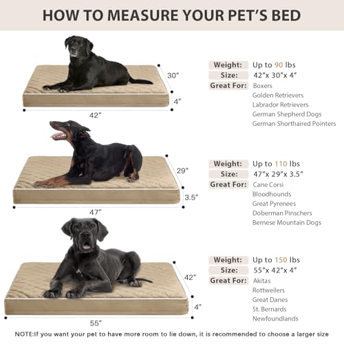Image of WNPETHOME Orthopedic Big Dog Beds Large Sized Dog, Waterproof Extra Large Dogs Bed with Removable Washable Cover, Multi-Needle Quilting Dogs Crate Bed
