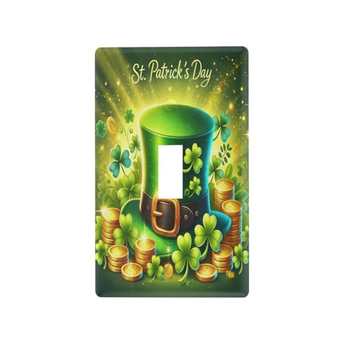 Green Hat St Patrick Light Switch Cover Decorative Receptacle Outlet Wall Plate Guard Plastic Outlet Covers for Home Decor Room Bedroom Bathroom (Toggle Switch)