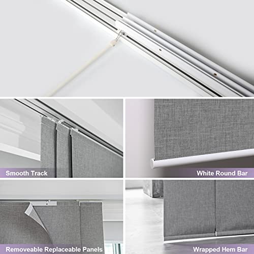 Graywind Manual Sliding Panels 100% Blackout Privacy Panel Track Blinds Wand Control Window Blinds For Patio Sliding Glass Door Large Windows Width Up To 153", Custom Size (Light Grey) #TOP4