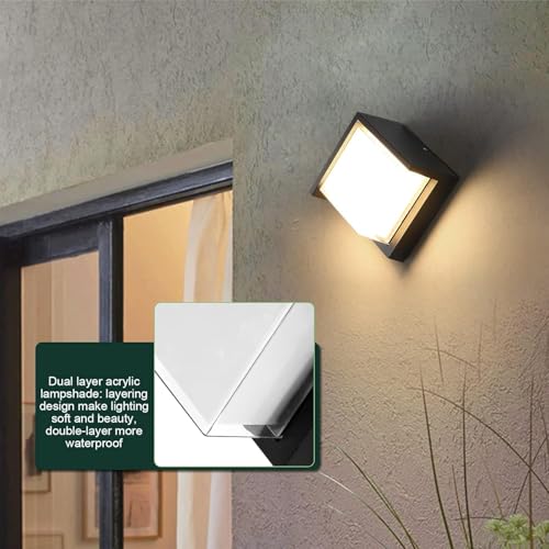 Image of JACKAL 12 Watt Warm White LED Outdoor Wall Lights, Gate Lights Waterproof (Sqaure) - Fancy Exterior Wall Mounted Light, Wall Lamp | IP65 Grade Waterproof Aluminium Body - 6 Months Warranty
