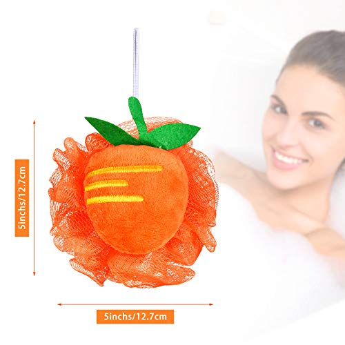 6 Pieces Cute Fruit Bath Shower Sponge Loofahs Mesh Pouf Shower Ball Colorful Cartoon Body Scrubber Balls Shower Mesh For Kids Adults #TOP1
